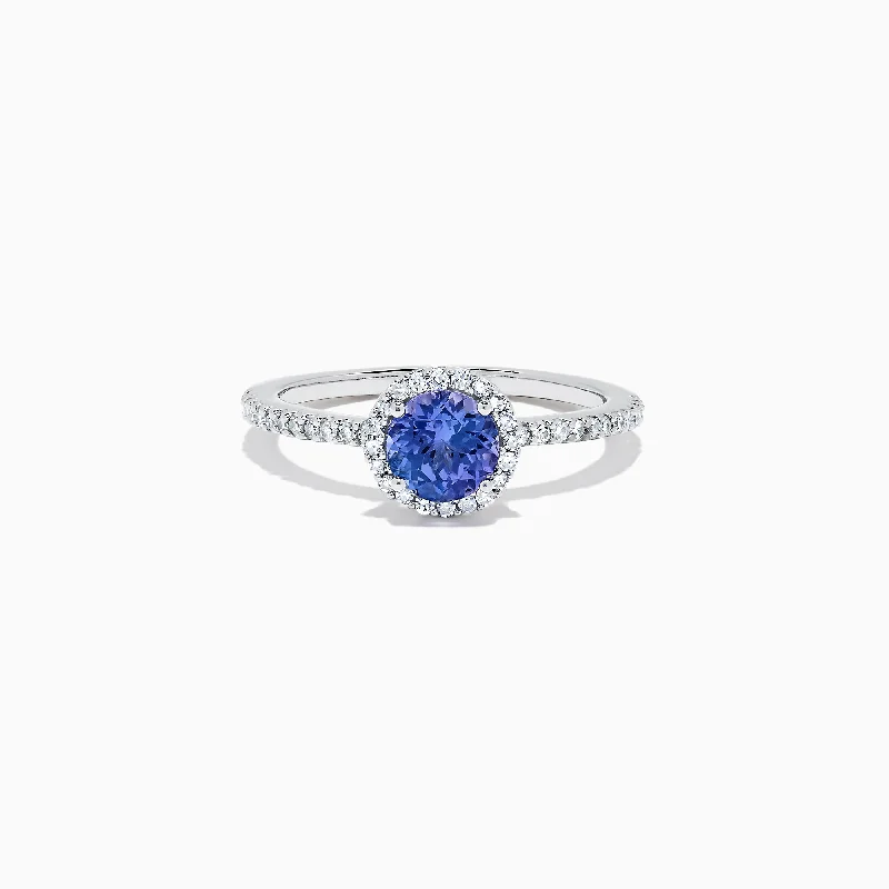 Ladies Rings with Brookite-Nahla Siri 14K White Gold Tanzanite and Diamond Ring, 1.08 TCW