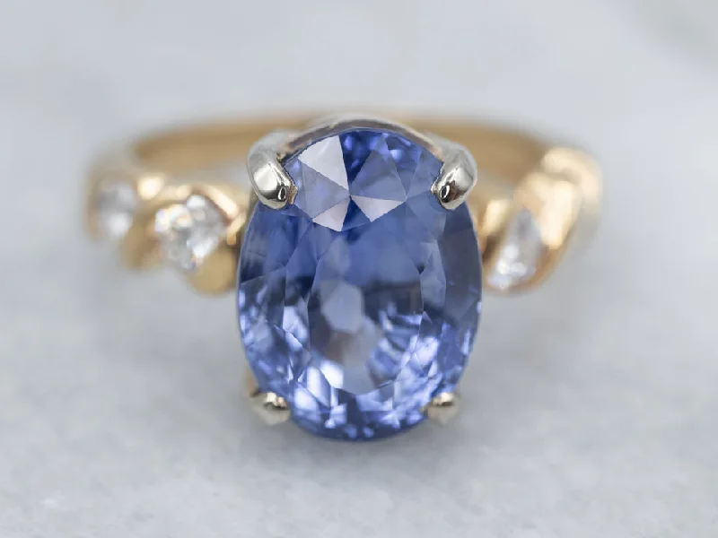 Ladies Engagement Rings Promise Style-Important Ceylon Sapphire and Diamond Cocktail or Engagement Piece