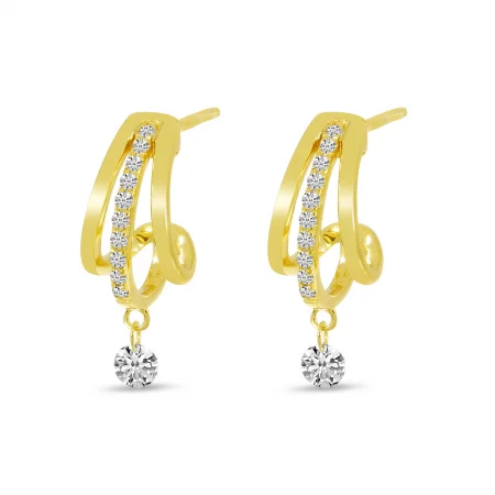 Ladies Earrings for Birthdays-14KY CUFF DASHING DIAM EARRING