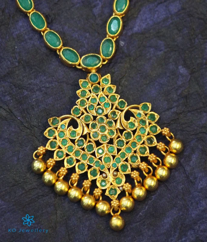 Topaz Necklaces -The Anila Silver Kempu Necklace(Green)