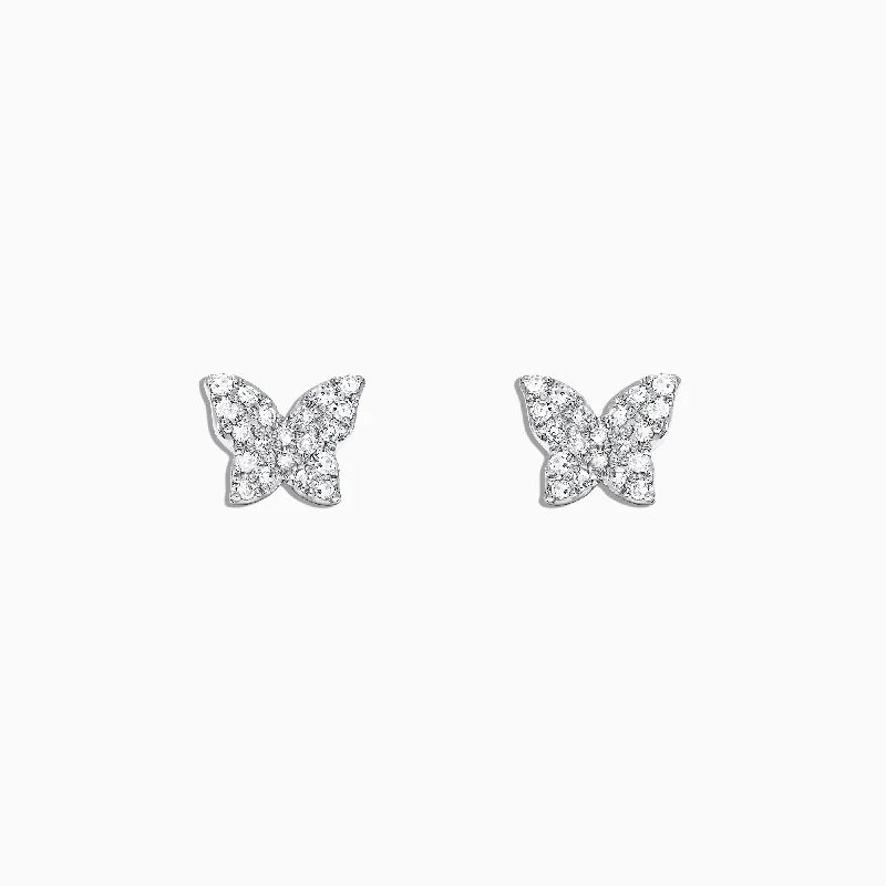 Ladies Earrings with Coral-Kidz 14K White Gold Diamond Butterfly Earrings, 0.13 TCW