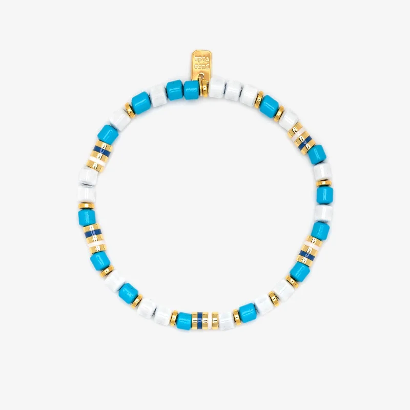 Statement Bracelets -World Water Day Mixed Bead Stretch Bracelet