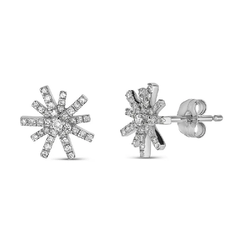 Ladies Earrings Minimalist Design-EMILIQUE 14KT 0.22CT ROUND DIAMOND STARBURST DIAMOND STUD EARRINGS