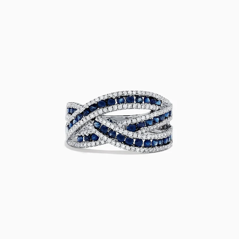 Ladies Rings with Kornerupine-Royale Bleu 14K White Gold Sapphire and Diamond Ring, 1.43 TCW