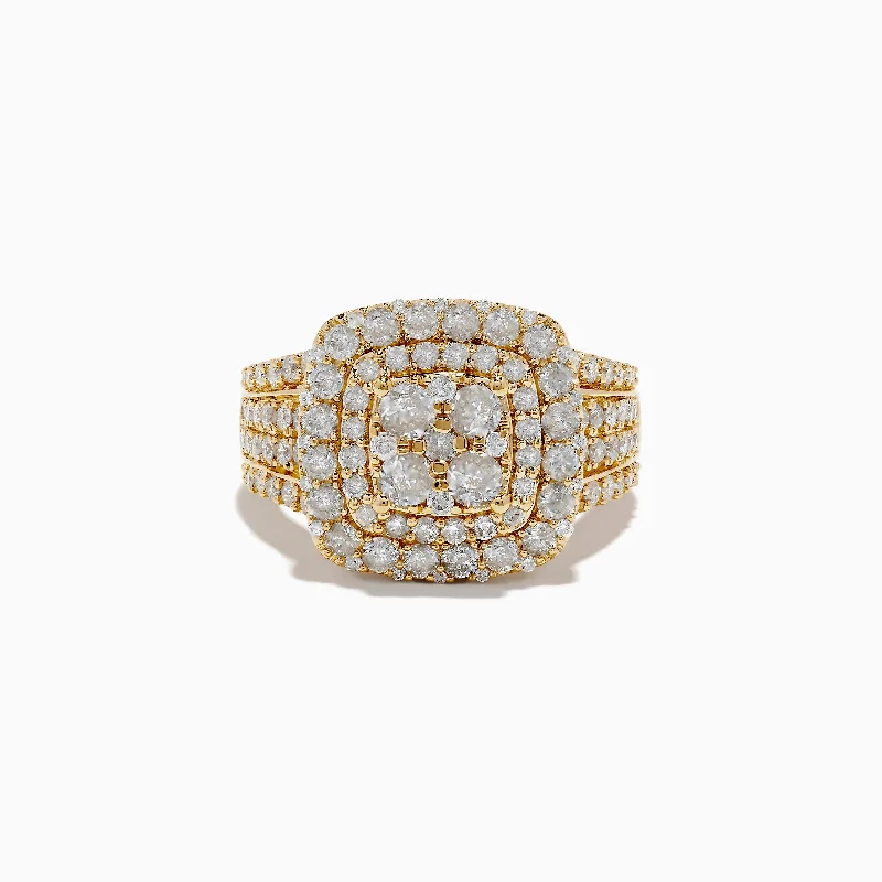 Ladies Rings for Evening-14K Yellow Gold Diamond Ring