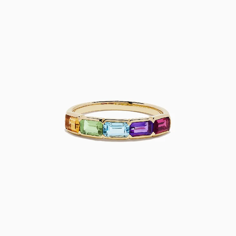 Ladies Rings with Natrolite-Mosaic Gold 14K Yellow Gold Multi Gemstone Ring, 1.55 TCW