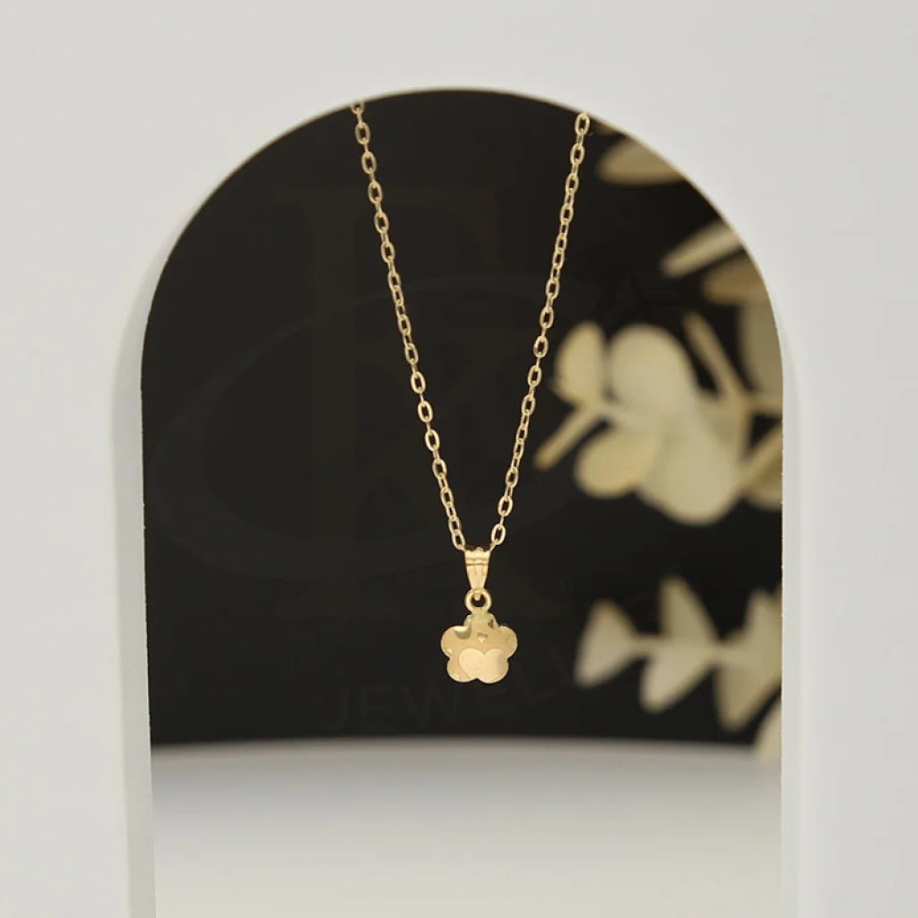 Brushed Necklaces -Gold Necklace (Chain With Flower Shaped Pendant) 18KT - FKJNKL18K5123