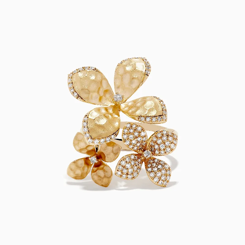 Ladies Rings with Morganite-D'Oro 14K Yellow Gold Diamond Flower Ring