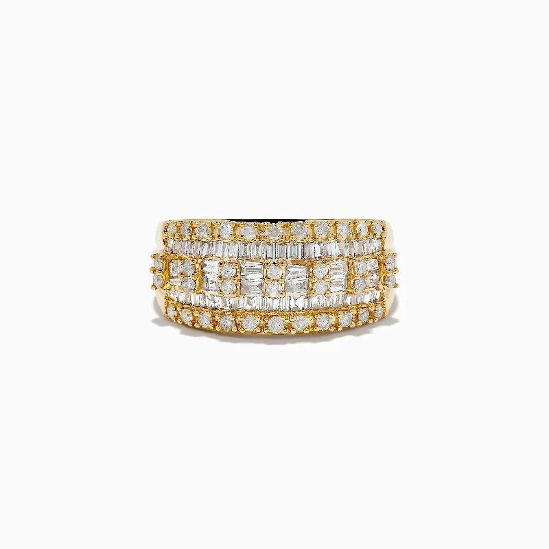 Ladies Rings for Sisters-D'Oro 14K Yellow Gold Diamond Ring 0.98 TCW