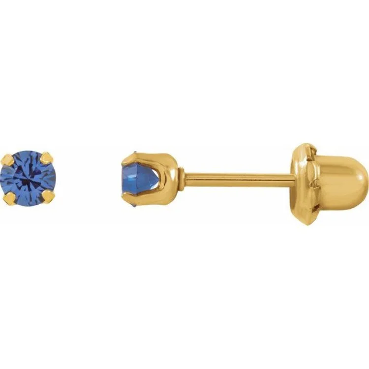 Ladies Earrings with Taaffeite-24K Gold-Plated Stainless Steel Imitation Blue Sapphire Inverness® Piercing Earrings