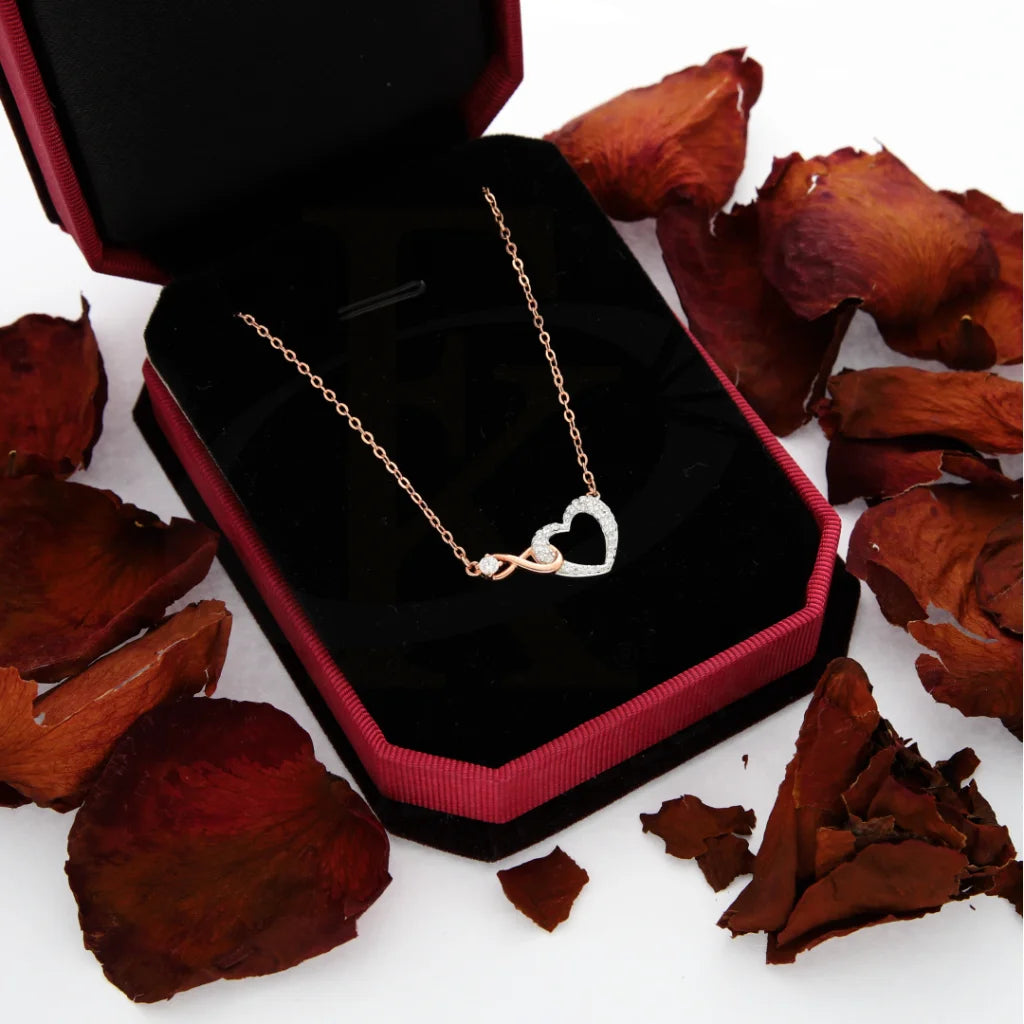 Wedding Necklaces -Sterling Silver 925 Infinity Cubic Zirconia Heart Necklace - FKJNKLSL8595