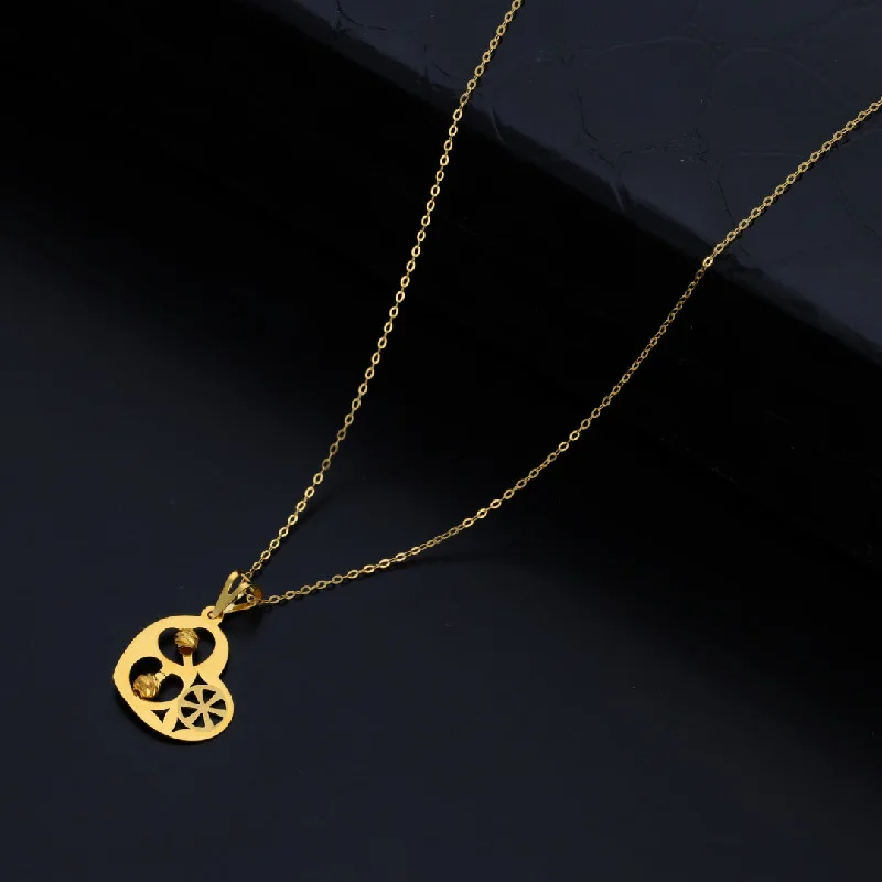 Oval Necklaces -Gold Necklace (Chain With Heart Shaped Pendant) 21KT - FKJNKL21KM9826