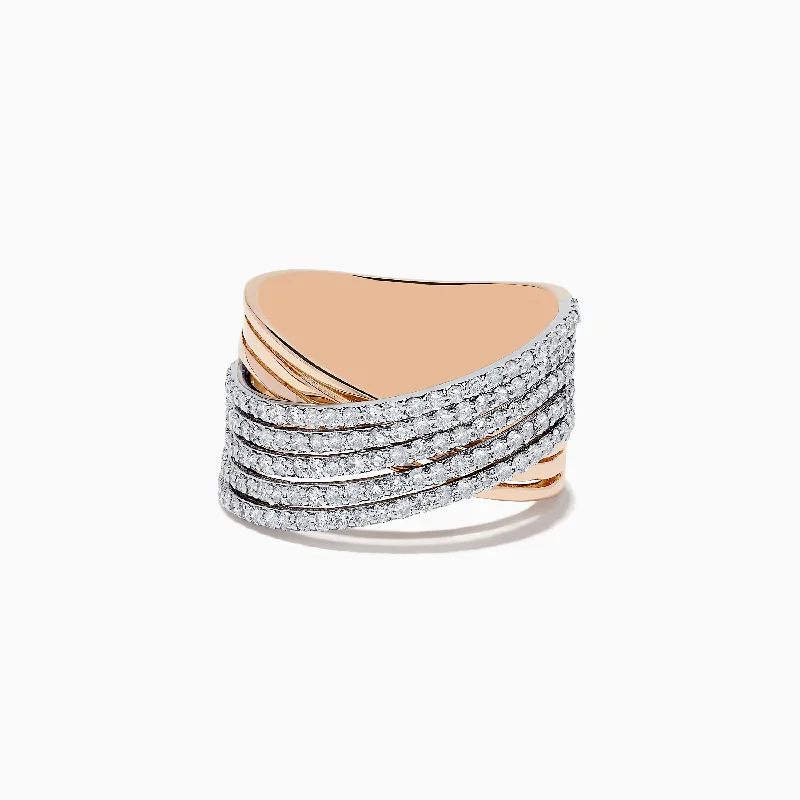 Ladies Rings with Taaffeite-14K Two-Tone Gold Diamond Crossover Ring