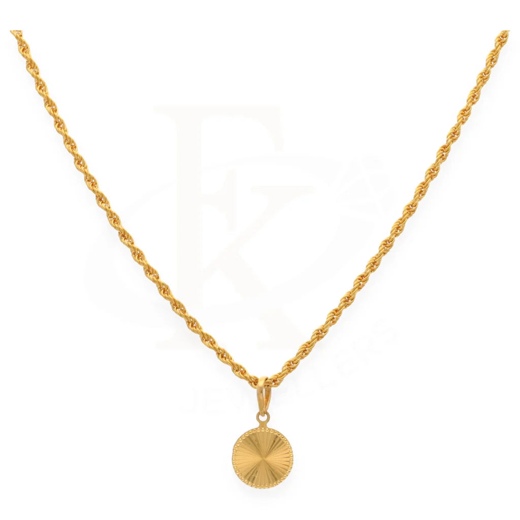 Art Deco Necklaces -Gold Necklace (Chain With Gold Round Shaped Pendant) 21KT - FKJNKL21K7580