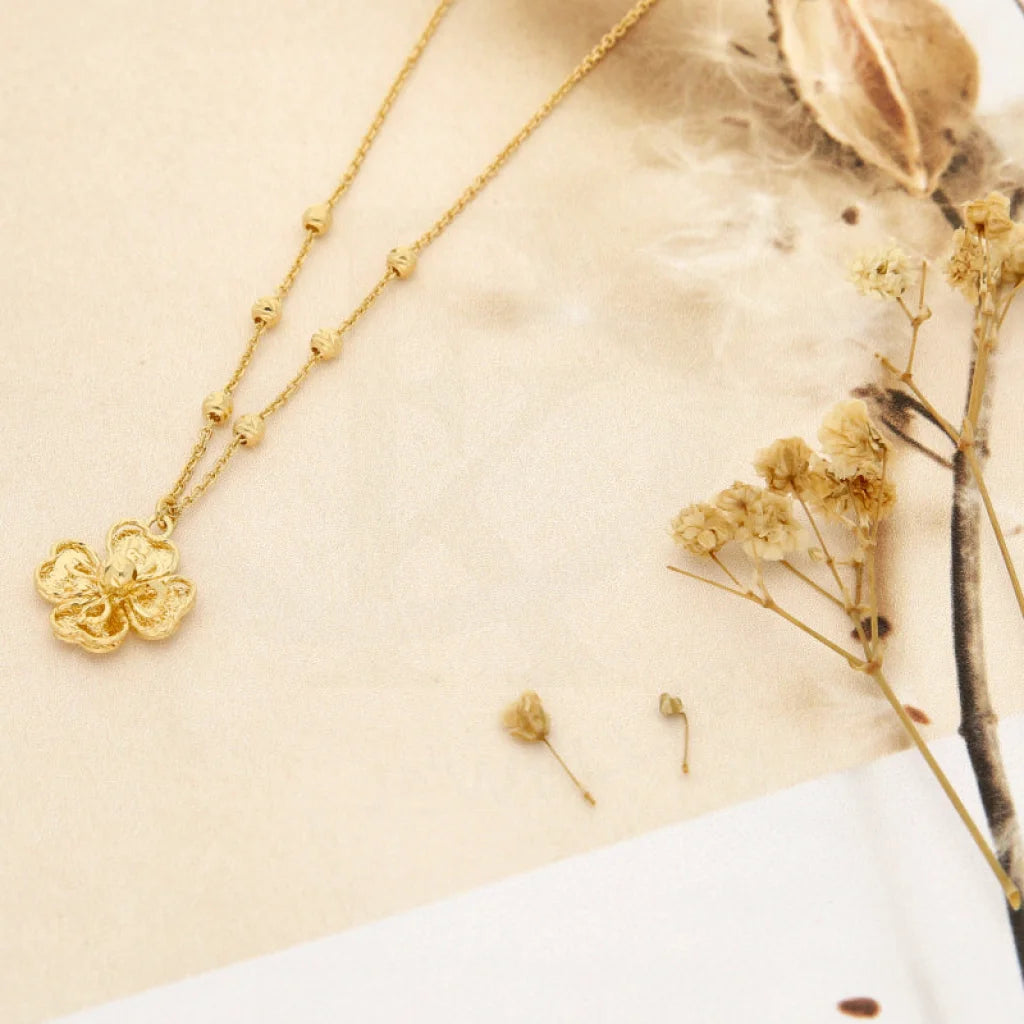 Futuristic Necklaces -Gold Flower Shaped Necklace 18KT - FKJNKL18K3125