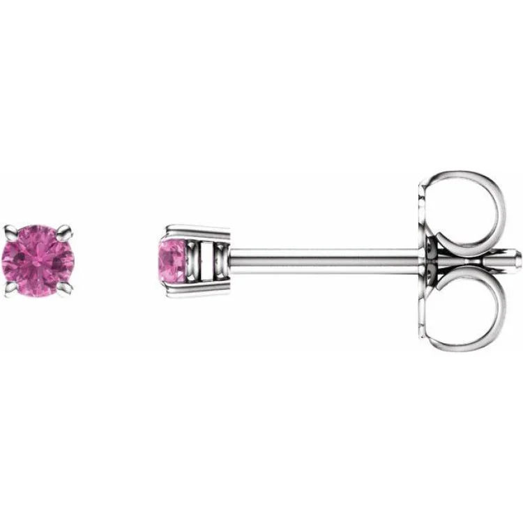 Ladies Earrings with Andalusite-14K White 2.5 mm Natural Pink Sapphire Stud Earrings