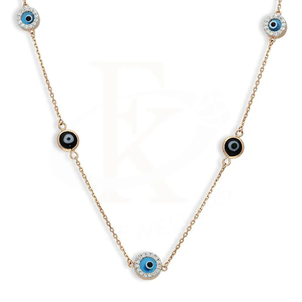 Winter Necklaces -Sterling Silver 925 Rose Gold Plated Evil Eye Necklace - FKJNKLSL2649