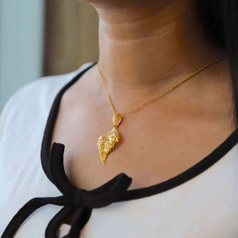 Choker Necklaces -Gold Necklace (Chain With Leaf Shaped Pendant) 21KT - FKJNKL21KM9934