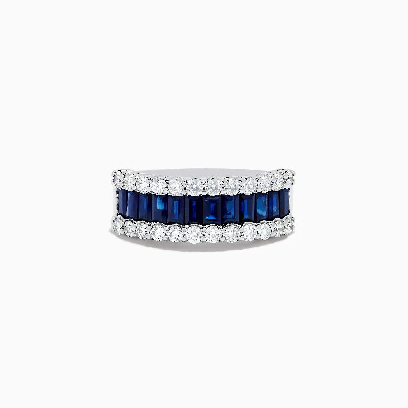 Ladies Rings for Dreamers-Royale Bleu 14K White Gold Blue Sapphire and Diamond Ring