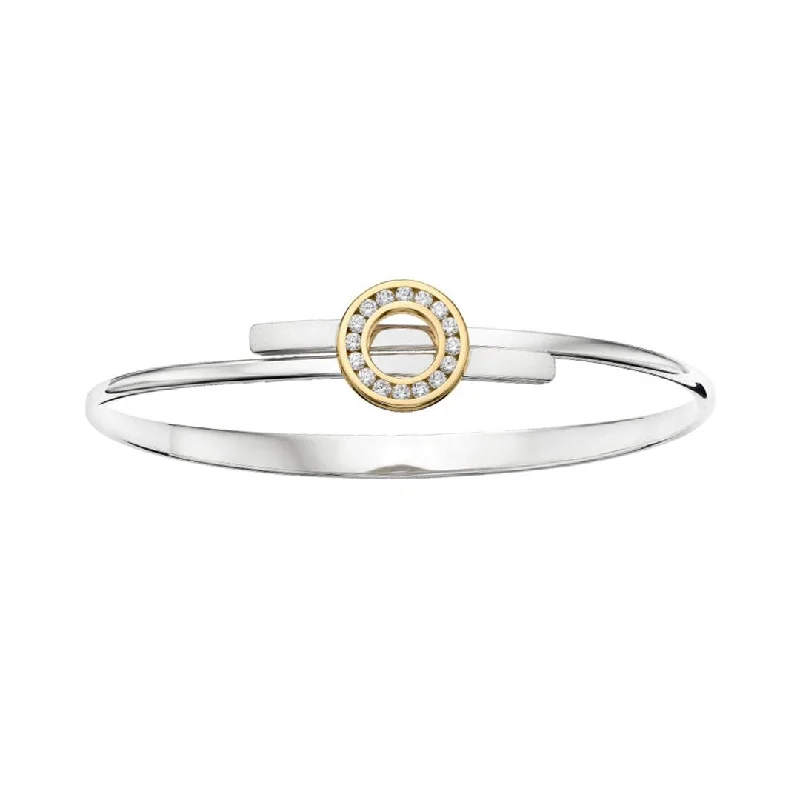 Beaded Bracelets -Diamond Open Circle Sterling Silver & Gold Bangle Bracelet