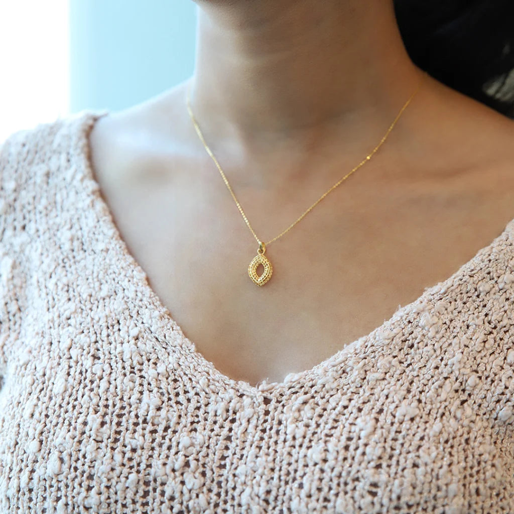 Quirky Necklaces -Gold Necklace (Chain With Crown Adoned Hollow Pendant) 21KT - FKJNKL21KM7951