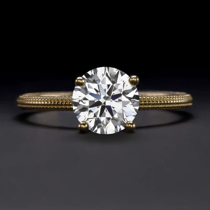 Ladies Engagement Rings Nine Stone-1ct LAB CREATED DIAMOND ENGAGEMENT RING EXCELLENT CUT ROUND SOLITAIRE 14k GOLD