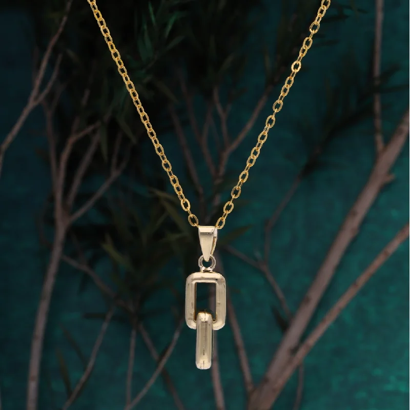 Industrial Necklaces -Gold Necklace (Chain with Double Square Link Pendant) 18KT - FKJNKL18K9183