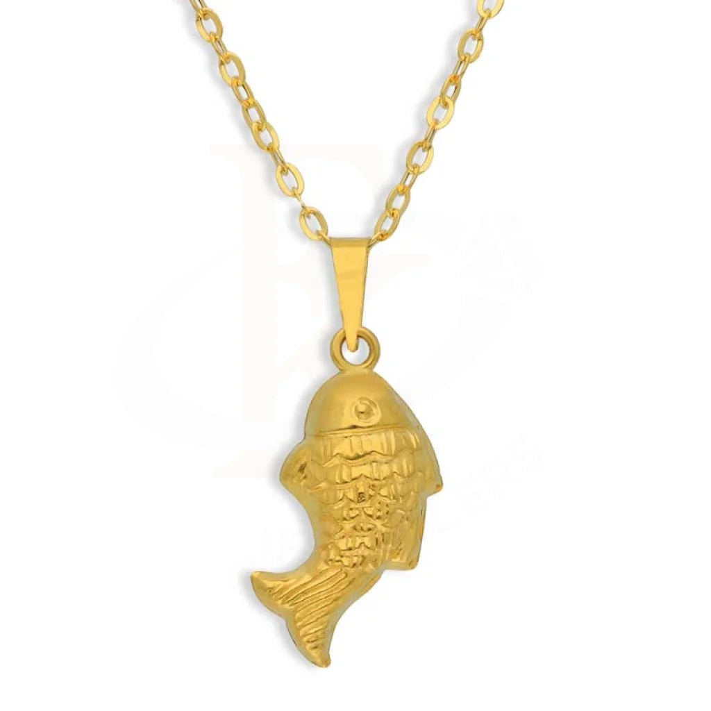 Topaz Necklaces -Gold Necklace (Chain With Fish Shaped Pendant) 18KT - FKJNKL18K2871