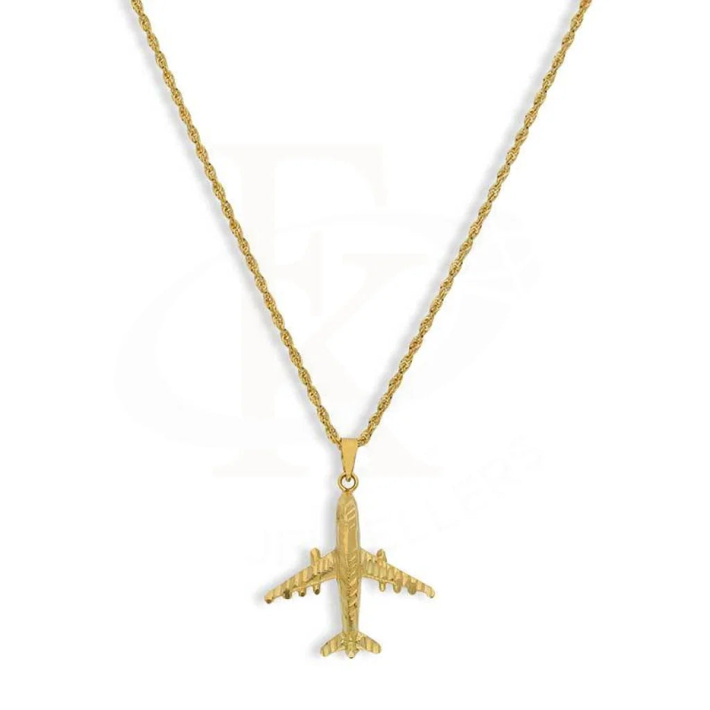 Tribal Necklaces -Gold Necklace (Chain With Airplane Pendant) 18KT - FKJNKL18K3112