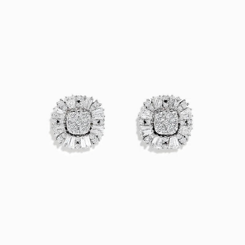 Ladies Earrings with Pearls-Classique 14K White Gold Diamond Earrings