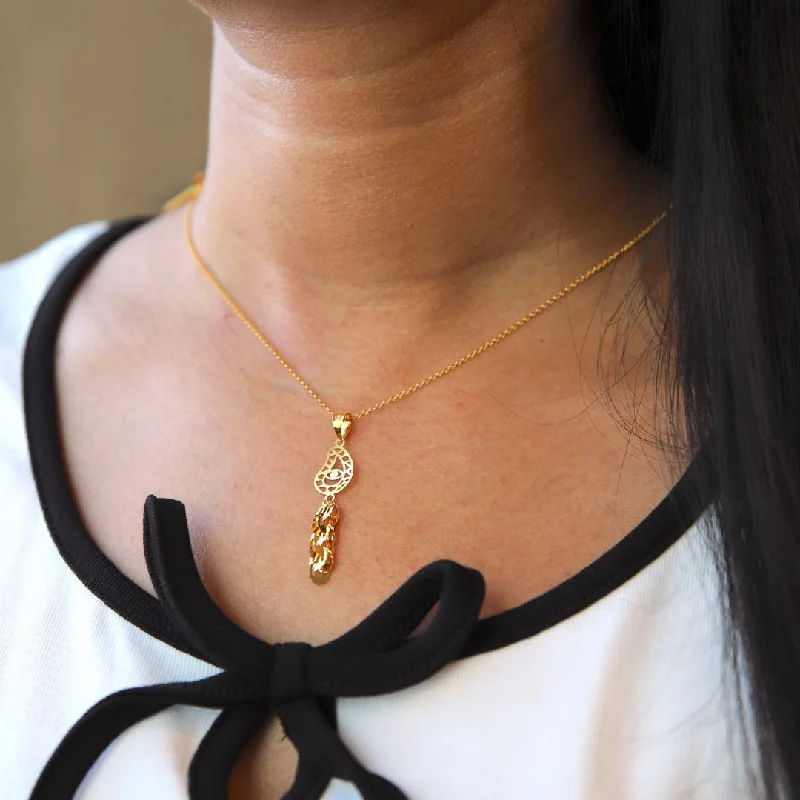 Quirky Necklaces -Gold Necklace (Chain With Tear Drop Shaped Pendant) 21KT - FKJNKL21KM9945