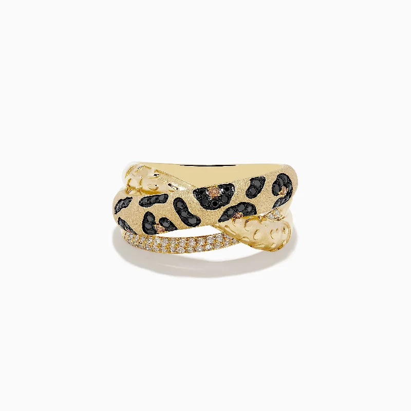 Ladies Rings with Milarite-Signature 14K Yellow Gold Diamond Spot Crossover Ring