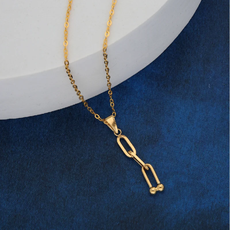 Mother’s Day Necklaces -Gold Necklace (Chain with Paper Clips Pendant) 18KT - FKJNKL18K9167