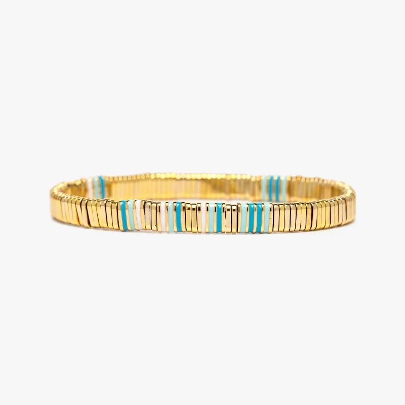 Radiance Bracelets -Metal and Enamel Gold Stretch Bracelet