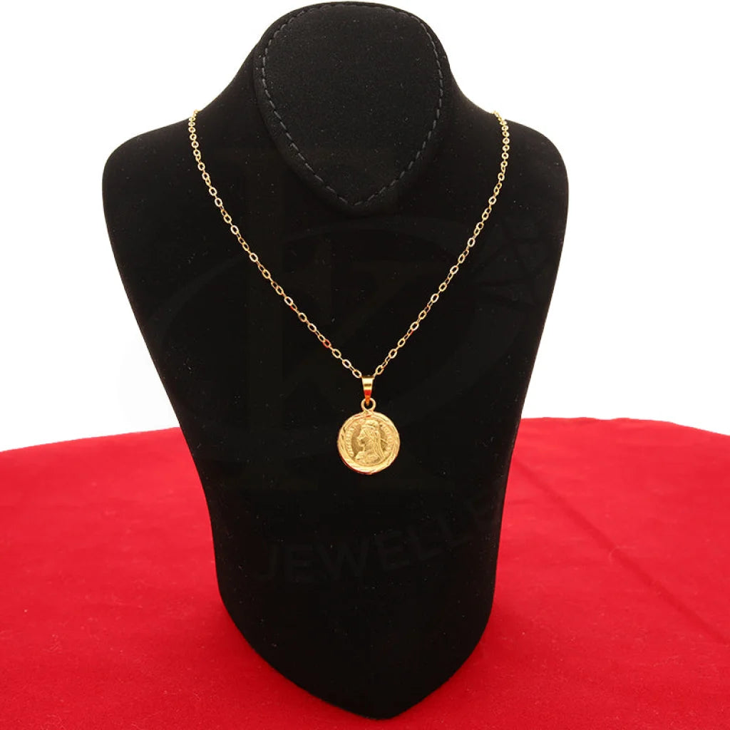 Chunky Necklaces -Gold Victoria Coin Necklace  (Chain with Pendant) 18KT - FKJNKL18K2393