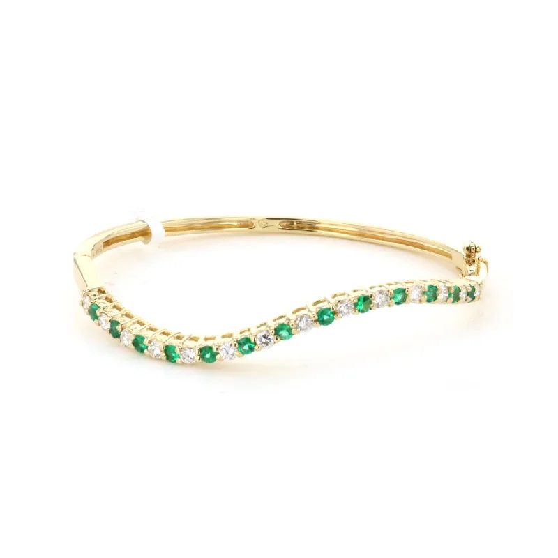 Wedding Bracelets -Emerald & Diamond Bangle Bracelet