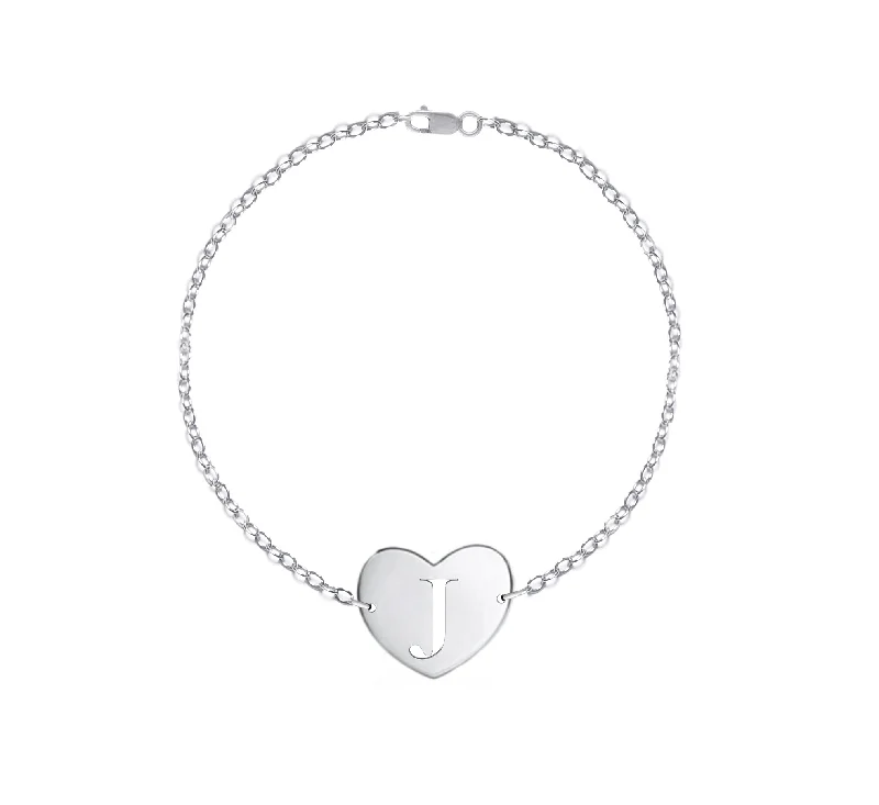 18K Gold Bracelets -Venus Initial Heart Bracelet