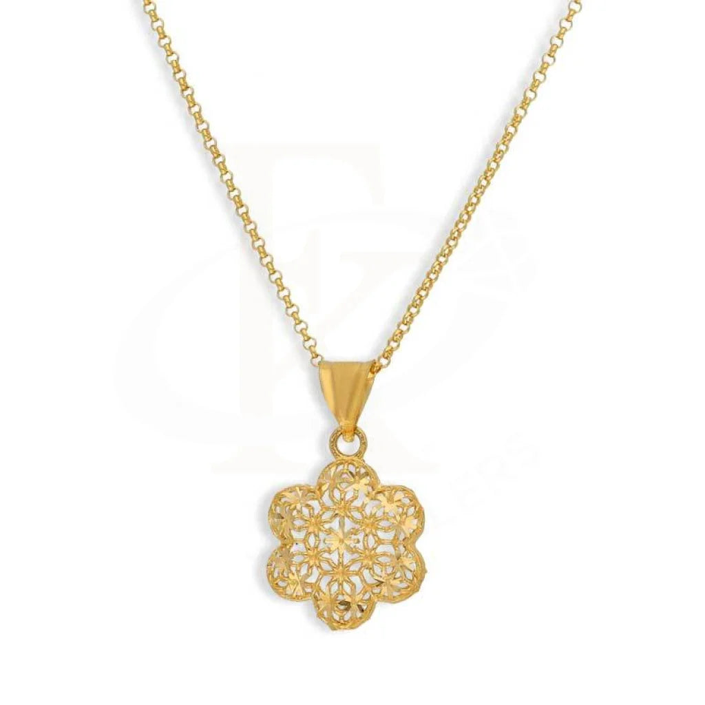 Summer Necklaces -Gold Necklace (Chain with Flower Shaped Pendant) 21KT - FKJNKL21K3076