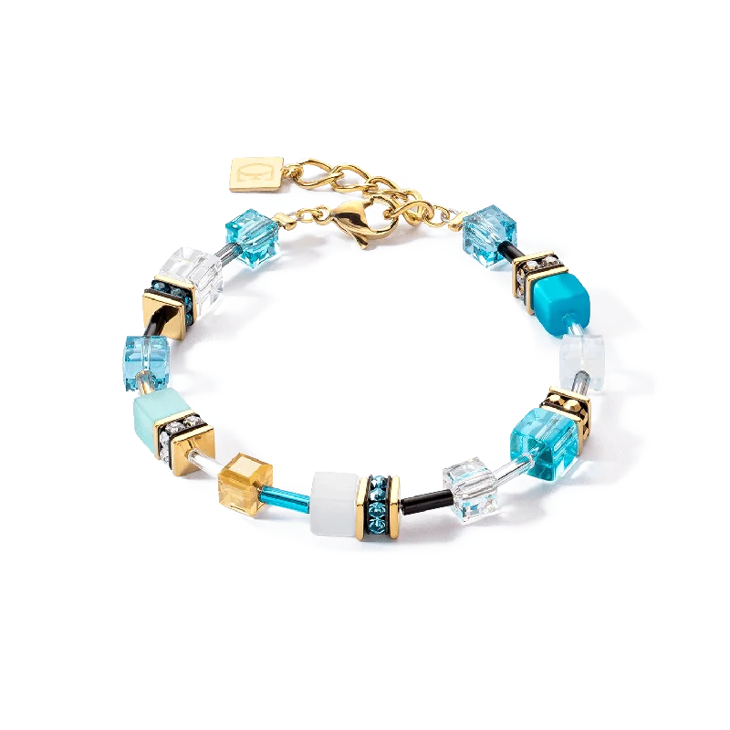 Dog Bracelets -Coeur De Lion GeoCUBE® Iconic Gold and Turquoise Bracelet