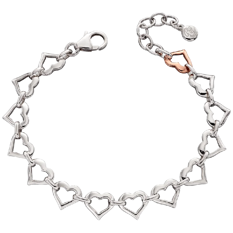 Dog Bracelets -Little Star Sterling Silver Kosma Open Heart Bracelet with 9ct Gold Vermeil Heart