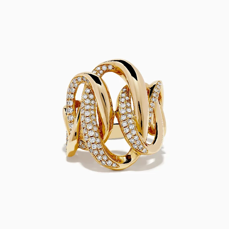 Ladies Rings with Kornerupine-D'Oro 14k Yellow Gold Diamond Statement Ring