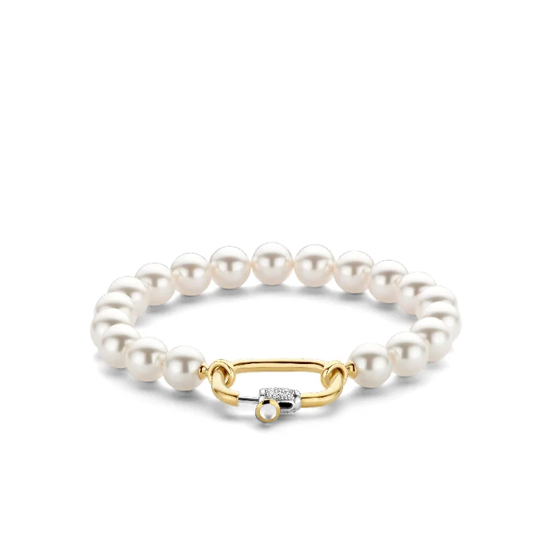 Subtle Bracelets -Ti Sento Pearl Chunky 18ct Gold Vermeil Bracelet