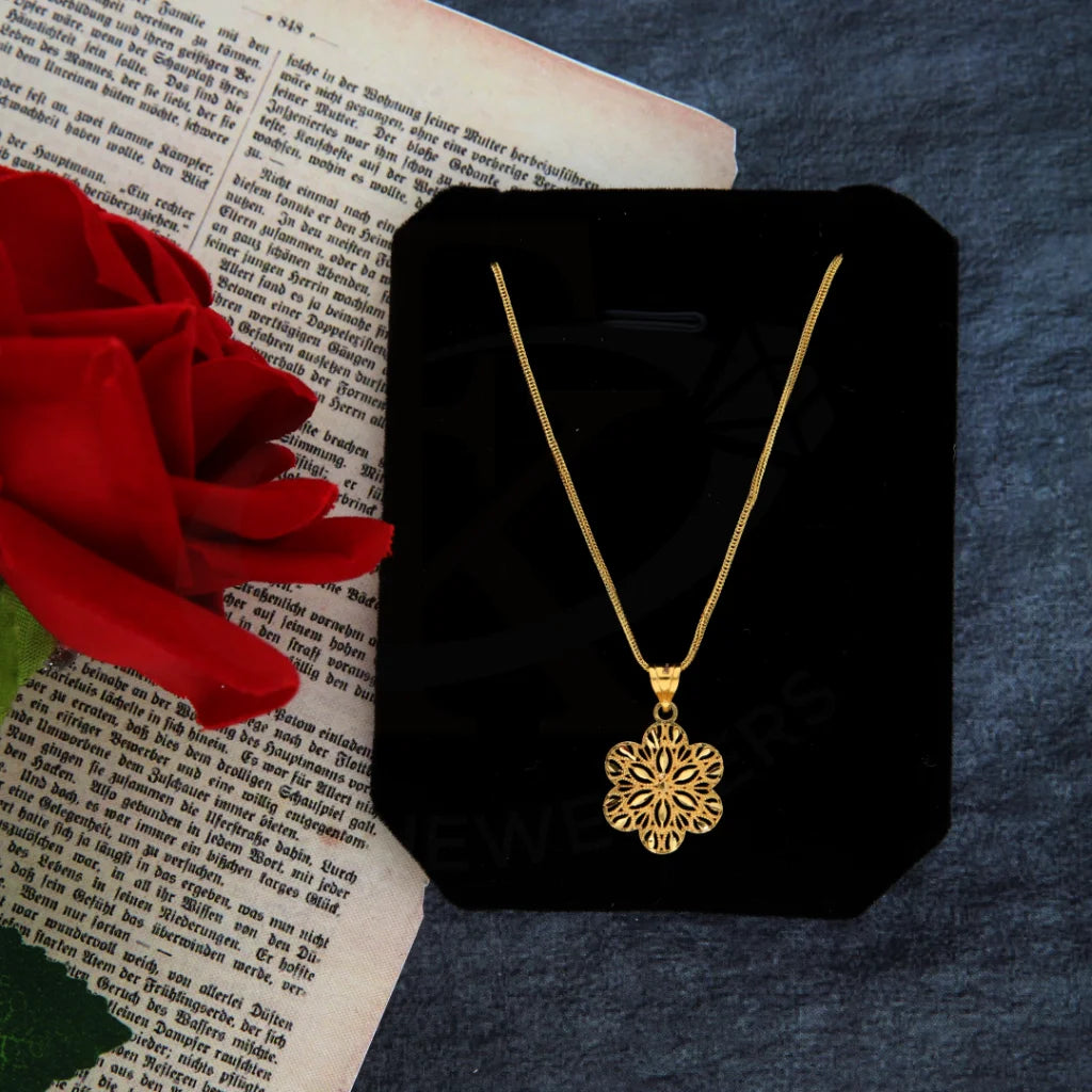 Rope Necklaces -Gold Necklace (Chain with Flower Pendant) 21KT - FKJNKL21KM8388