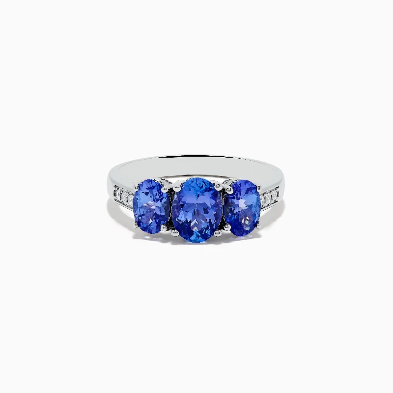 Ladies Rings for Bridesmaids-Nahla Siri Sterling Silver Diamond and Tanzanite Ring