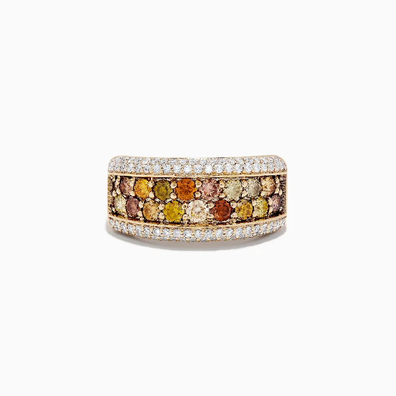 Ladies Rings with Celestite-14K Yellow Gold Multi Color Diamond Ring