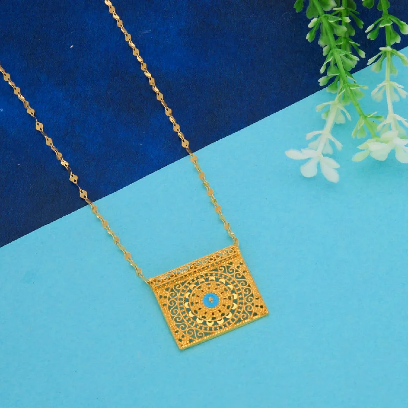 Flower Necklaces -Gold Necklace (Chain With Intricate Rectangle Shaped Pendant) 21KT - FKJNKL21KM9883