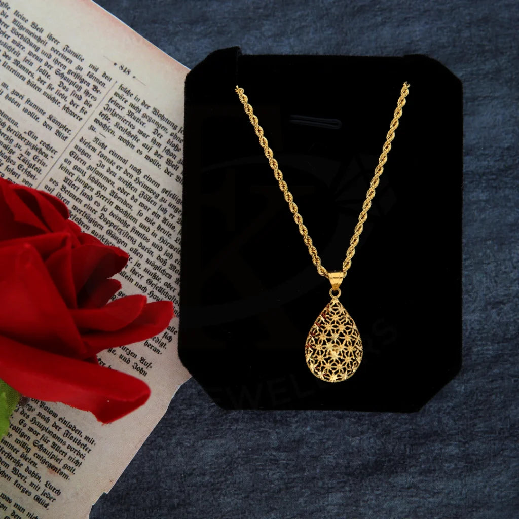 Luxury Necklaces -Gold Necklace (Chain with Flower Drop Pendant) 21KT - FKJNKL21KM8377