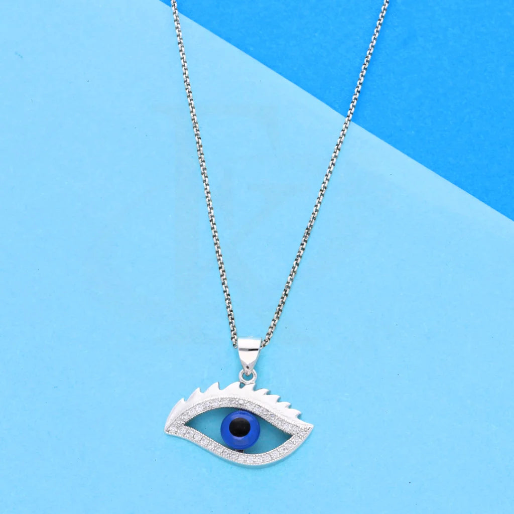 Wooden Necklaces -Sterling Silver 925 Necklace (Chain with Sparkling Eye Pendant) - FKJNKLSL8598