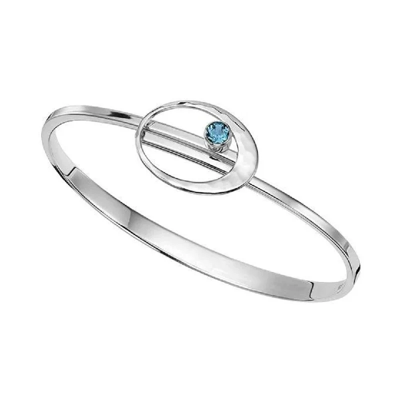 Edgy Bracelets -Blue Topaz Sterling Silver Bangle Bracelet