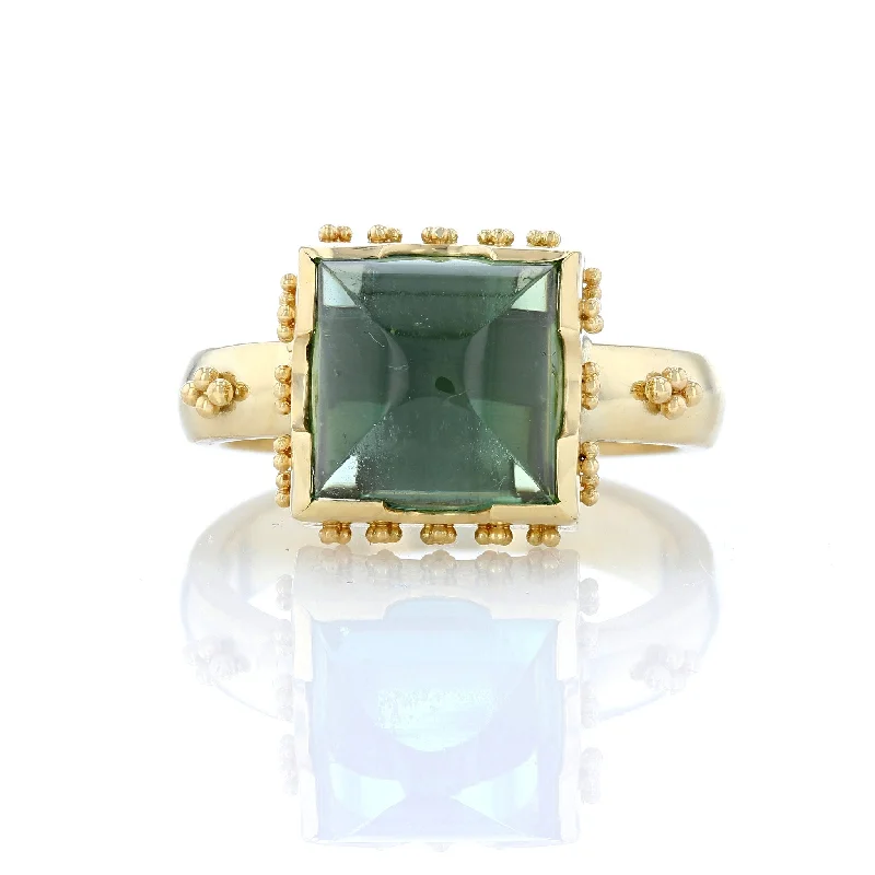 Ladies Rings with Sunstone-Granualated Green Tourmaline Ring by George Fox